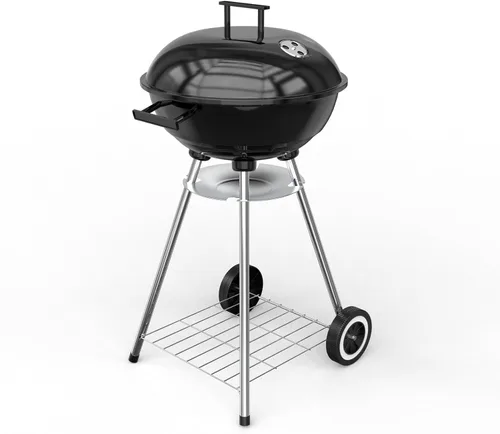 Parrilla de carbón portátil de 18 pulgadas, ahumador de barbacoa tipo caldera resistente con termómetro integrado y recolector de cenizas extraíble