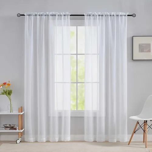 Miniatura 10 de Home Brilliant Cortinas traslúcidas para sala de estar de 45 pulgadas de largo, paneles de ventana pequeños para dormitorio, cortinas cortas