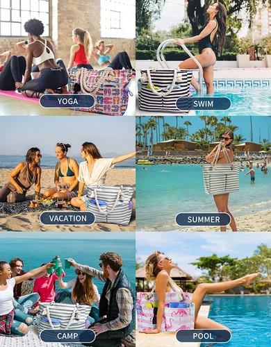 Miniatura 6 de Bolsas de playa extra grandes, impermeables, a prueba de arena, para vacaciones de verano imprescindibles