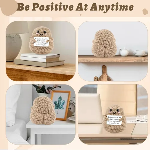 Miniatura 5 de Big Butt Potato - Divertida patata de ganchillo con tarjeta de afirmación de positividad para regalos divertidos de aliento