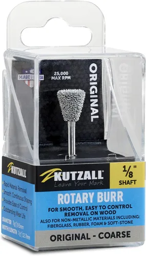 Kutzall Rebaba giratoria original Dove Tail, eje de 1⁄8 pulgadas, gruesa - Broca para tallar madera para Dremel, Foredom, DeWalt, Milwaukee. Carburo