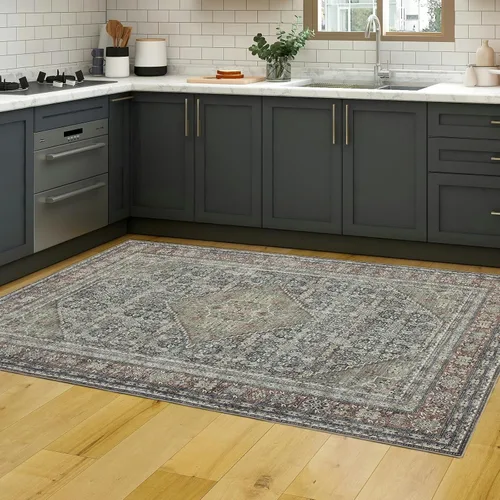 Miniatura 55 de Alfombra de área de 5 x 7, alfombra bohemia vintage, ultra suave, de pelo bajo, lavable, antideslizante, resistente a las manchas, alfombra impresa
