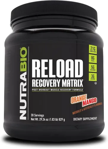 Miniatura 10 de NutraBio Reload - Potente fórmula de recuperación muscular - Suplemento después del entrenamiento - Creatina 3G - 8G BCAAs - Glutamina 5G - 30