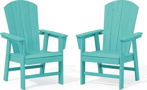 SERWALL Juego de 2 sillas de comedor Adirondack para exteriores, sillas de patio HDPE para todo tipo de clima, Aruba