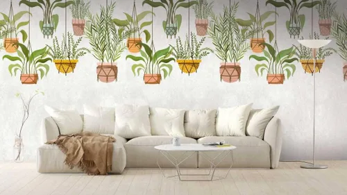 Miniatura 2 de CONCORD WALLCOVERINGS ™ 382661 - Papel tapiz floral para cestas de flores de dormitorio, verde marrón y amarillo, 62.6 pulgadas de ancho x 110
