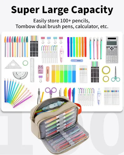 Miniatura 2 de Sooez Estuche para lápices original de alta capacidad, bolsa grande para lápices, estuche organizador para bolígrafos, suministros estéticos