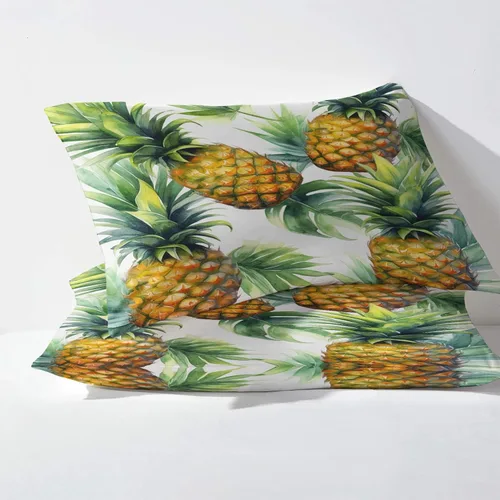 Miniatura 3 de Juego de sábanas de piña tamaño individual, sábanas de frutas tropicales, sábanas y fundas de almohada estampadas de 3 piezas, sábana bajera Estilo A