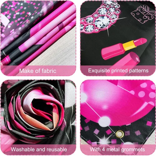 Miniatura 2 de Telón de fondo para fotografía de cumpleaños de 13 niñas, color rosa intenso, con purpurina y diamantes de color rosa intenso, para fotos de fiesta