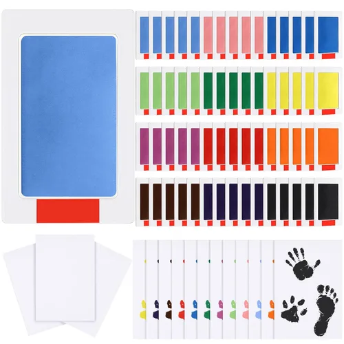 Miniatura 11 de Jetec Juego de 30 huellas y huellas de manos sin tinta, almohadilla de tinta de tacto limpio para manos y huellas de bebé, kit de huellas de perro