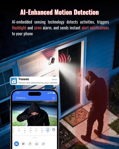 Miniatura 5 de Cámaras de seguridad inalámbricas para exteriores PROWLI, cámaras con batería WiFi de 2.5K para seguridad del hogar con detección de movimiento AI