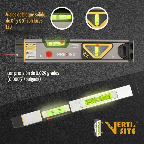 Miniatura 3 de PREXISO Nivel láser 2 en 1 de 12 pulgadas de nivel de burbuja con luz, punto de alineación de 100 pies y línea de nivelación de 30 pies, herramienta