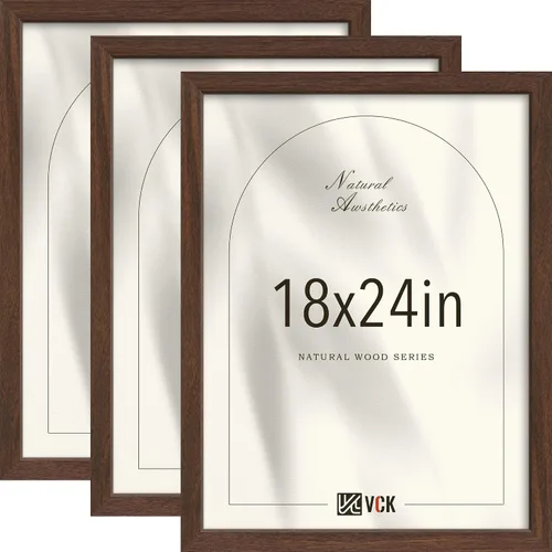 Miniatura 52 de VCK Juego de 3 portarretratos de madera negra de 8 x 10 pulgadas con exclusiva veta de madera, marco para el hogar, estudio y galería, mesa o colgar