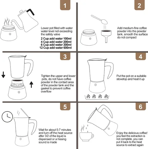 Miniatura 9 de Cafetera de acero inoxidable 304 grueso, sin recubrimiento, 2 tazas, cafetera Moka para estufa, cafetera expreso, cafetera italiana, clásica, Greca