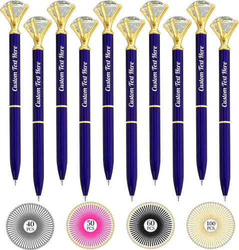 Miniatura 13 de Aolun 10 bolígrafos de diamantes con cristal personalizados a granel, bolígrafo de metal personalizado con nombre grabado, regalos de texto