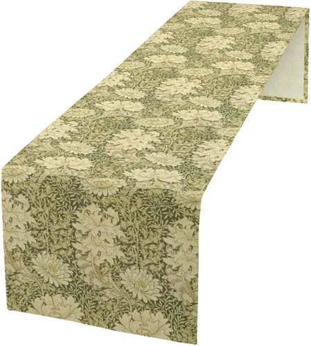 William Morris - Camino de mesa, diseño original, color amarillo, decoración del hogar, comedor, cocina, rectangular, 13 pulgadas de ancho x 36