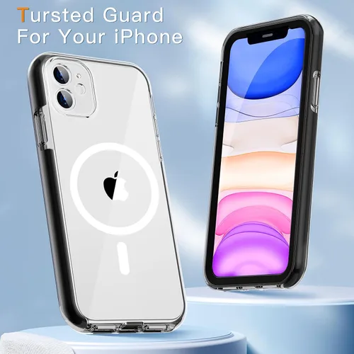 Miniatura 6 de COOLQO Funda magnética para iPhone 11 con protectores de pantalla, compatible con MagSafe, protección contra caídas de grado militar, funda