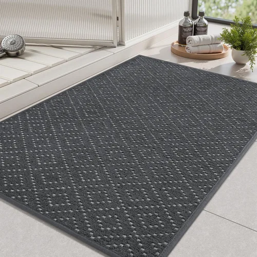 Miniatura 14 de AMOAMI Tapete de baño fino, súper absorbente, antideslizante, parte trasera de goma, tapetes de baño para baño, secado rápido, superficie