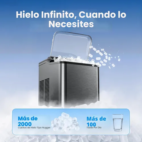 Miniatura 5 de VIBOFROST Nugget - Máquina de hielo para encimera, máquina de hielo de guijarros sónicos rápida de 35 libras/24 horas, sistema antiincrustaciones