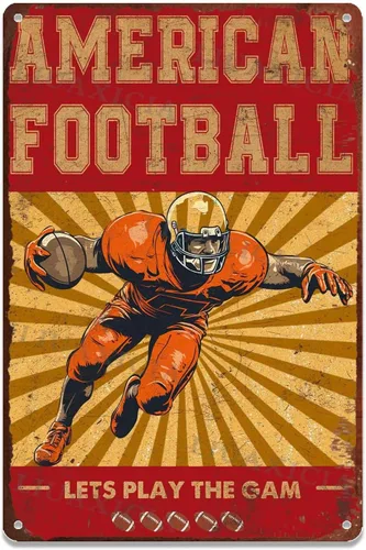Miniatura 15 de LIUAXICIA Cartel de fútbol deportivo vintage redondo de aluminio de metal, jugador retro americano para bar y hogar, 8.00 x 8.00 pulgadas