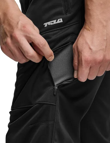 Miniatura 7 de TSLA Pantalones de ciclismo térmicos a prueba de viento para hombre, pantalones de ciclismo con forro polar, pantalones de ciclismo para exteriores