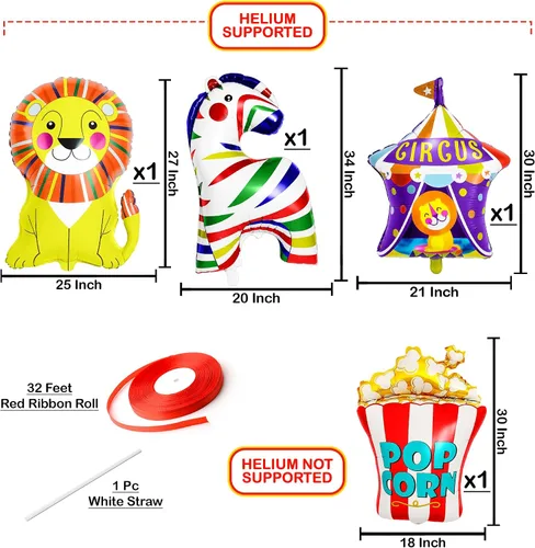Miniatura 2 de KatchOn, Xtralarge, Globos de carnaval - 4 piezas Decoraciones de fiesta temática de carnaval Globos de circo para decoraciones de carnaval