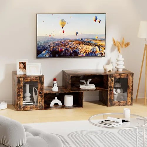 Miniatura 2 de VECELO Soporte de TV LED para televisores de hasta 70 pulgadas, moderno centro de entretenimiento con almacenamiento, consola multimedia con 23