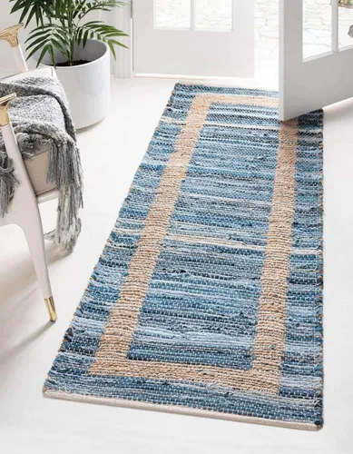 Miniatura 14 de Unique Loom Chindi Jute Collection - Alfombra rectangular (2' x 3' 1", rectangular, azul marino/natural)