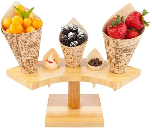 Restaurantware Soporte de exhibición de rollo de mano para sushi y cono de comida de media luna de 10 pulgadas: perfecto para restaurantes, eventos