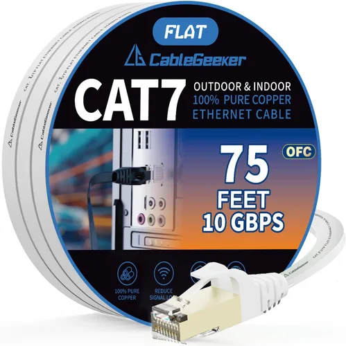 Miniatura 17 de Cable blindado Cat 7 para conexión de Ethernet (cable de la más alta velocidad), plano, tiene un conector RJ45 a prueba de enganche, para módem