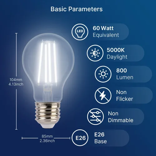 Miniatura 7 de FLSNT Foco Sensor de Atardecer a Amanecer para Exterior A19 LED, 5000K Luz Diurna, 7W (equivalente a 60W), 800LM, Base E26 de Filamento Vintage, 60w