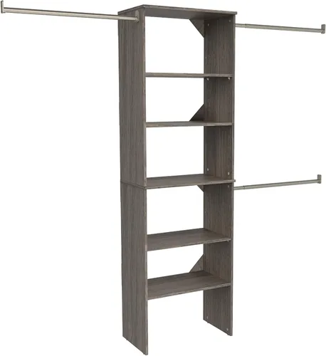 Miniatura 5 de ClosetMaid SuiteSymphony - Kit organizador de armario de madera con torre, (3) varillas para colgar, (5) estantes (2 ajustables), para espacios de 5