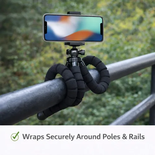 Miniatura 2 de Acuvar Trípode para teléfono celular con control remoto, soporte flexible de 10 pulgadas, soporte para teléfono y adaptador GoPro, trípode de viaje