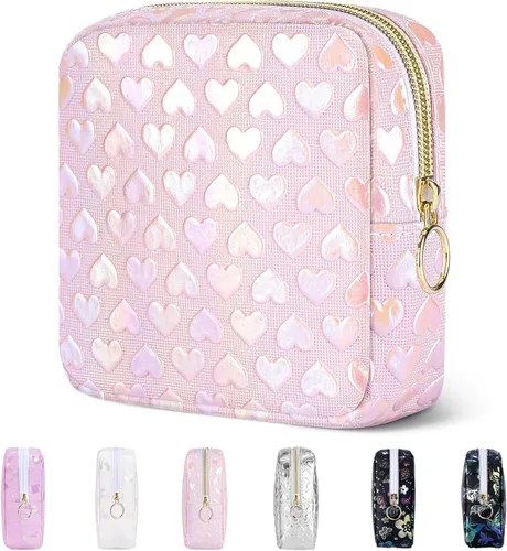Miniatura 9 de Likesing Mini bolsa de maquillaje de 5.3 pulgadas para bolso, pequeña bolsa de maquillaje a cuadros para cosméticos de viaje para mujeres y niñas