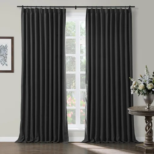 Miniatura 9 de TWOPAGES Cortinas plisadas opacas de 63 pulgadas de largo para ventanas pequeñas, cortinas opacas con aislamiento térmico para oscurecer
