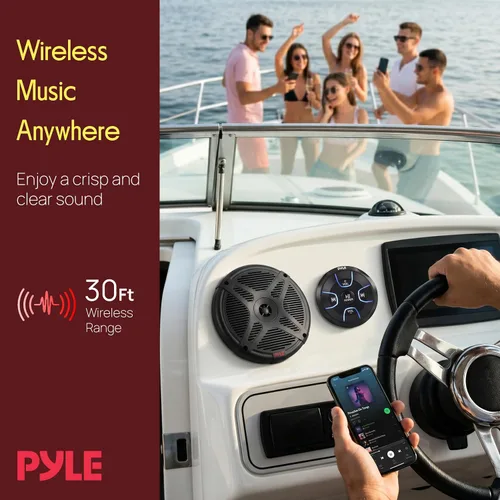 Miniatura 7 de Pyle PLMRKT8 - Kit de altavoces marinos duales de 6.5 pulgadas, resistente al agua con receptor de control remoto Bluetooth amplificado