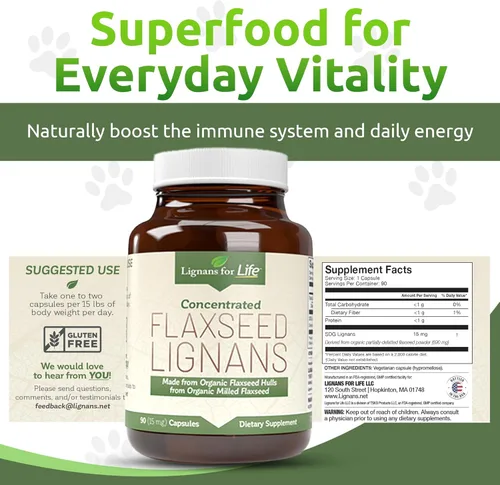 Miniatura 7 de Lignans For Life Linaza Lignans para perros y personas – Suplemento orgánico de linaza para apoyo hormonal, 15 mg 90 cápsulas, semillas de lino