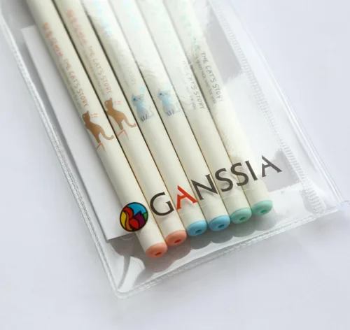 Miniatura 8 de Bolígrafos de gel con diseño de gatos coloridos de 0.015 in, tinta negra, paquete de 6