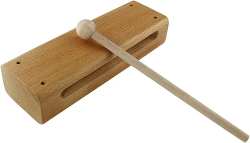 Bloque de madera con mazo ZZLZX - 1 juego de instrumento musical de bloque de madera con mazo, bloques de ritmo de percusión de madera maciza,