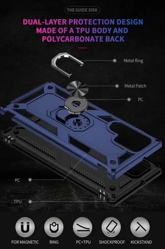 Miniatura 4 de ADDIT Funda S22 Ultra para Samsung Galaxy S22 Ultra, con anillo de soporte, soporte ajustable, grado militar, protección resistente, a prueba de Azul