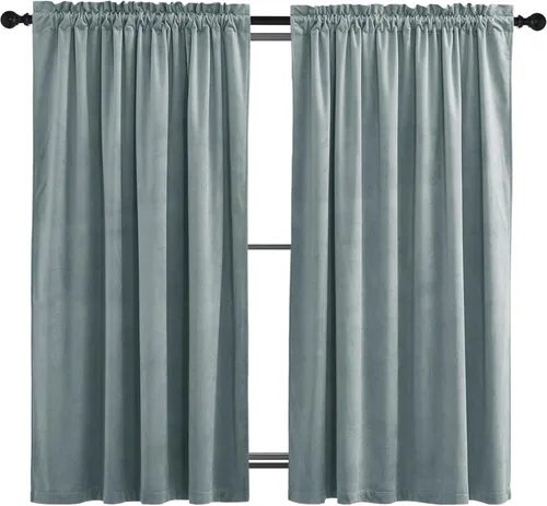Miniatura 113 de NICETOWN Cortinas opacas de terciopelo extralargas negras de 120 pulgadas de largo para telón de fondo, cortinas de terciopelo con aislamiento Serie