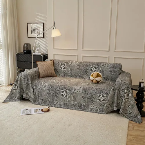 Miniatura 36 de DREAMINGO Fundas de sofá para sofá, estilo bohemio, geométrico y jacquard vintage, de 2 plazas, antideslizante, protector de muebles de felpilla
