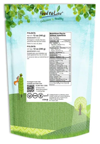Miniatura 2 de Polenta, 12 onzas – sémola de maíz amarilla, harina de maíz molida, cocción rápida, vegano, kosher, a granel, ideal para cereales calientes