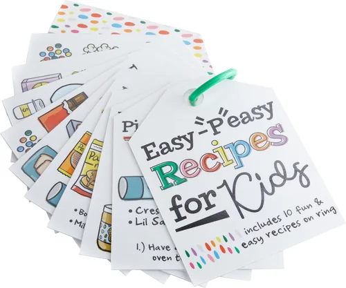 Miniatura 3 de C.R. Gibson Kids Games - Juego de actividades de cocina Little Chef para niños pequeños y preescolares, 10 unidades, anillo de tarjetas de recetas