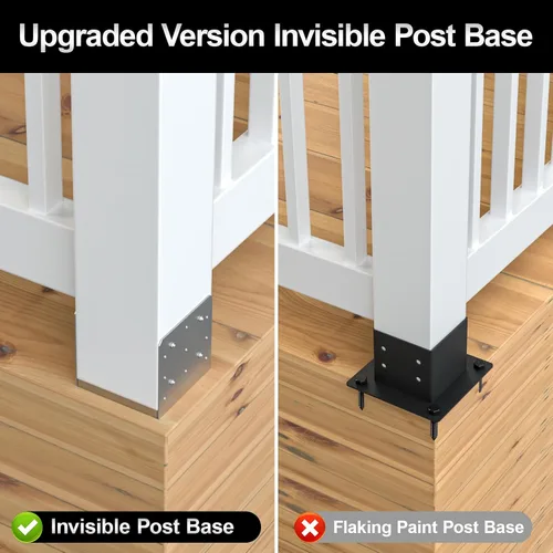 Miniatura 3 de Base de poste de 8 x 8 pulgadas, 2 soportes de anclaje ajustables de acero inoxidable (interno de 7.5 x 7.5 pulgadas), base de poste ajustable