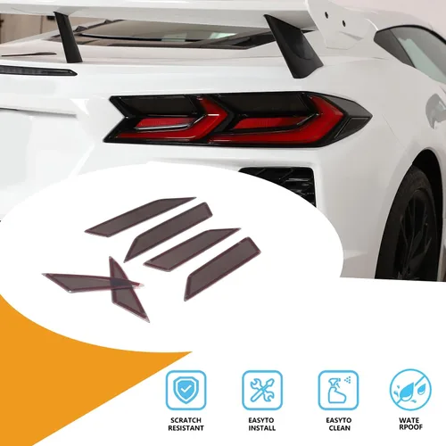 Miniatura 2 de Sekhyna Lámpara trasera trasera color negro ahumado, parche ABS 4 piezas compatible con Corvette C8 Stingray 2020-2023 cubierta de luz trasera