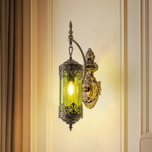 Miniatura 23 de Aplique de pared rústico de cristal, mini accesorio de luz de pared gótica vintage antigua, aplique de pared retro estilo granja de mediados