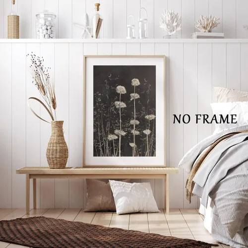 Miniatura 6 de Lienzo de diente de león en blanco y negro, diseño vintage de diente de león, póster de plantas en blanco y negro, pintura de lienzo de flores