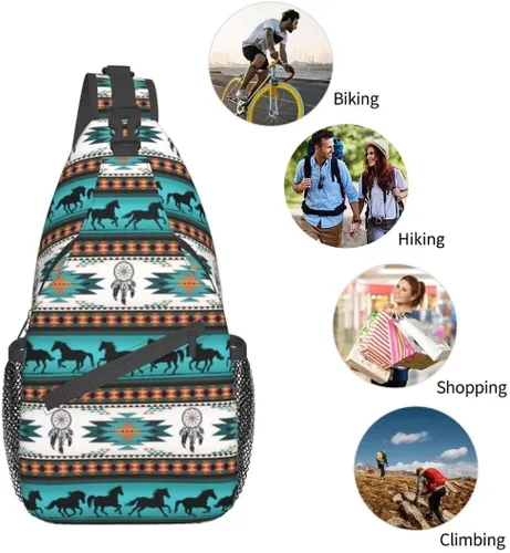 Miniatura 5 de SUCORONIS Bolso bandolera casual para mujeres y hombres, bolso de pecho cruzado, mochila ligera para viajes, senderismo, mochila, Estampado