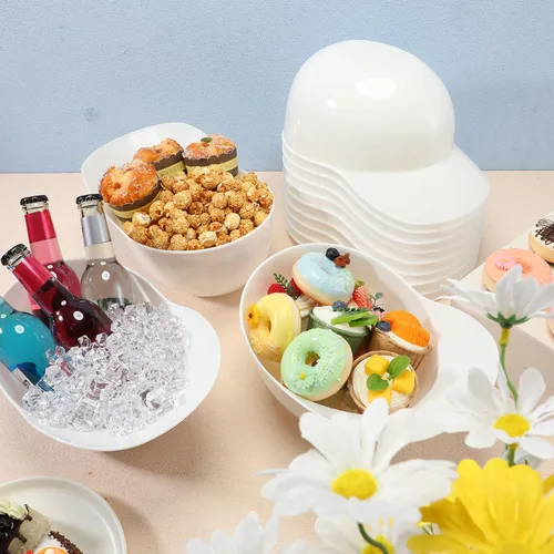 Miniatura 2 de Tanlade Casco de béisbol de plástico grande de 72 onzas, cuencos de béisbol, cuencos para aperitivos, helado, postre para trabajadores de Blanco