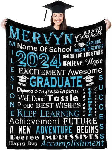 Miniatura 12 de D-Story Manta personalizada con foto, regalos de graduados universitarios para ella, regalos de graduación de felicitaciones, mantas personalizadas